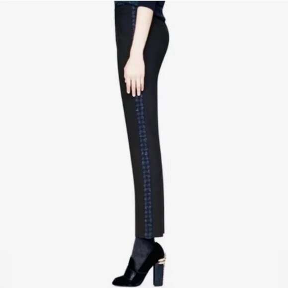 Tory Burch Tobie Black Pants with Blue Tweed Tuxedo Stripe! Size 4. EUC - Picture 3 of 11